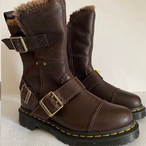 Dr. M arten Kristy Mid Calf Faux Fur Leather